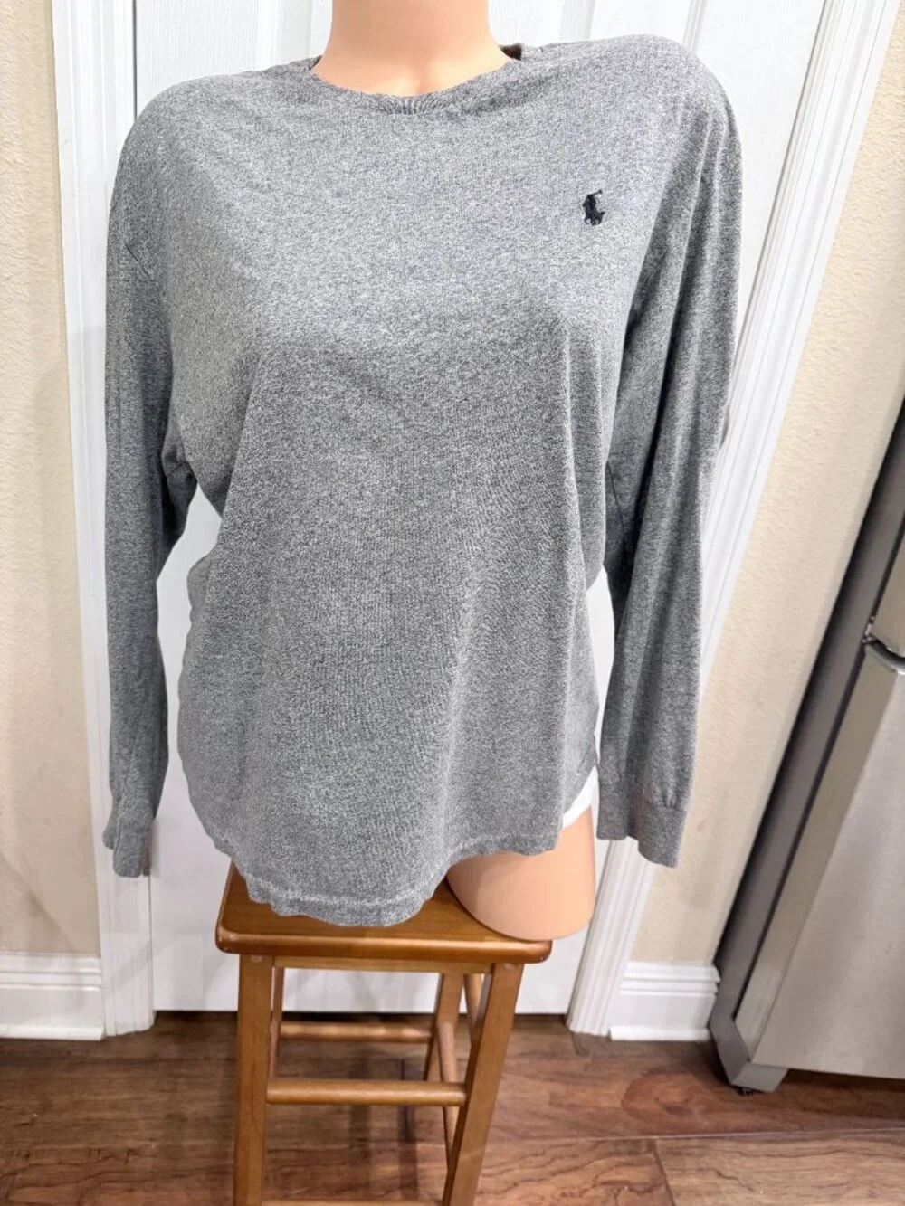 Polo Ralph Lauren Gray Long Sleeve Tee Shirt Black Pony Logo Medium M